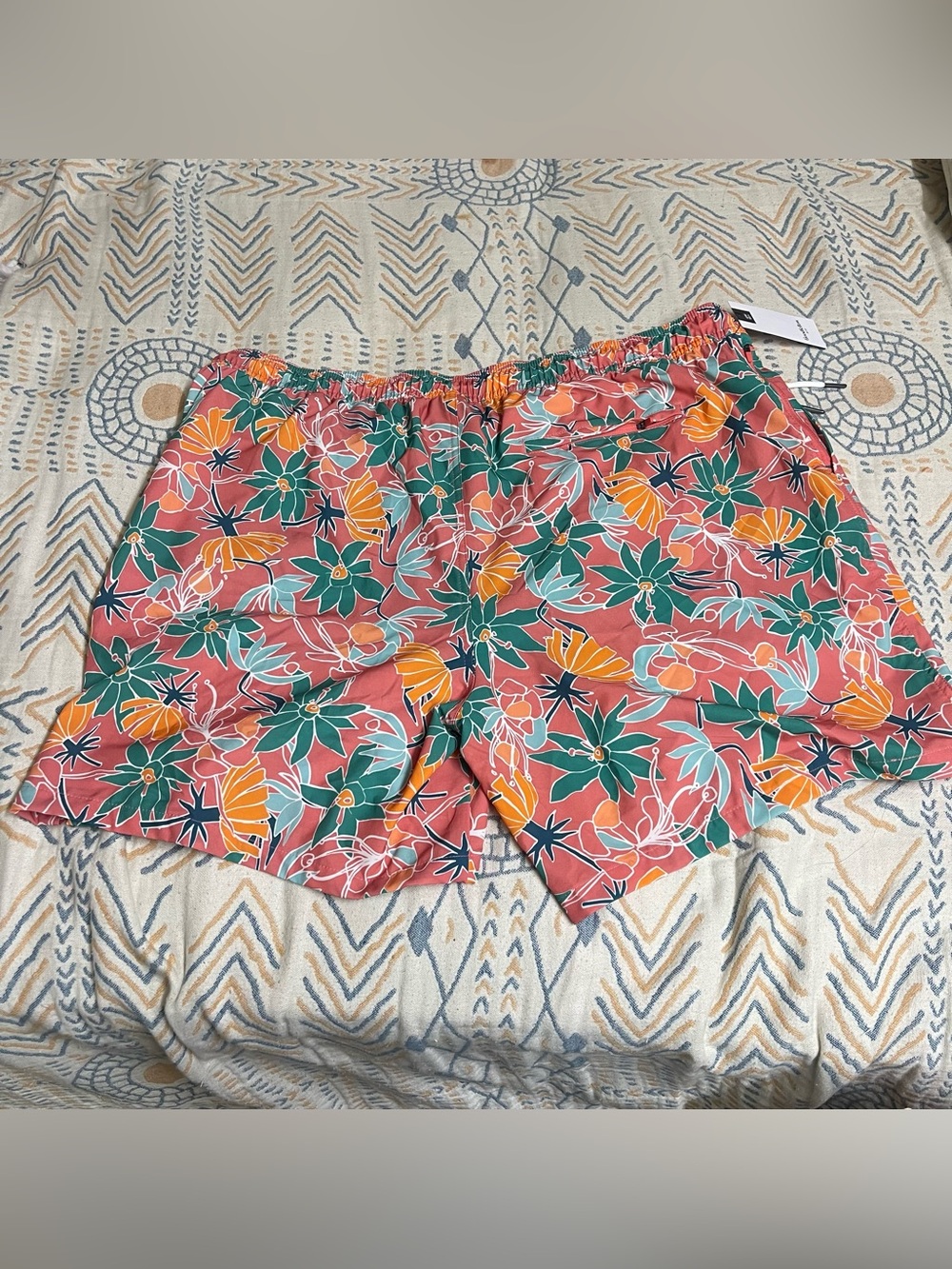 Goodfellow & Co Floral Drawstring Bermuda Shorts — Coral Green Orange - Picture 2 of 13